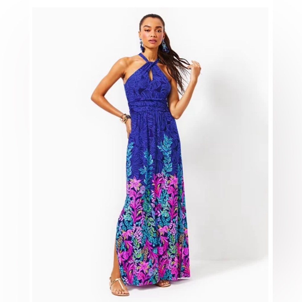 NWT Lilly Pulitzer Lilly Pulitzer Orla Maxi Dress in Aegean Navy Calypso Coast.